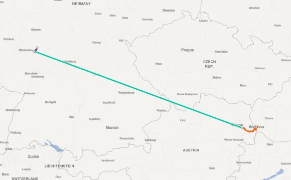 Train from Frankfurt to Prague